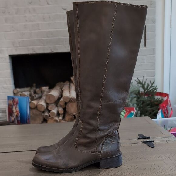 Donald J. Pliner Bixbi Brown Leather Over the Knee Boots Sz 8.5M - Picture 2 of 13